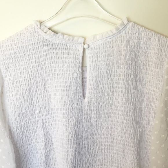 NWT Laundry by Shelli Segal Smocked Top with Sheer Sleeves - White - XL - Picture 7 of 10